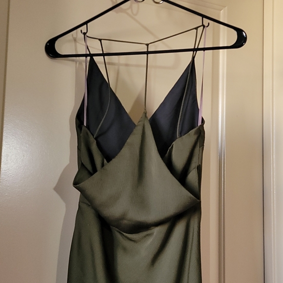 Topshop Strappy V neck Olive Midi Dress Size 4 - Picture 4 of 9